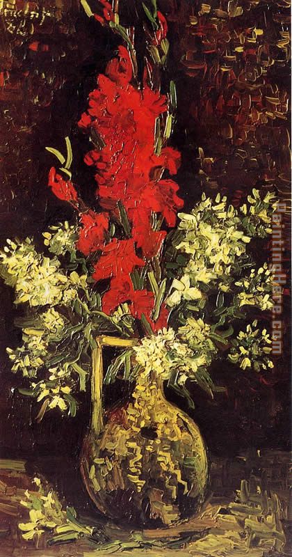 Vase with Gladioli and Carnations painting - Vincent van Gogh Vase with Gladioli and Carnations art painting